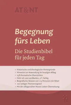 Buchcover 'Begegnung fürs Leben – Die Studienbibel für jeden Tag', AT und NT, dunkelrotes Design, SCM R.Brockhaus
